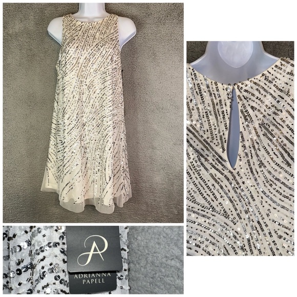 Adrianna Papell Dresses & Skirts - NWT ADRIANNA PAPELL Beaded Sequined Trapeze Mesh Shift Dress